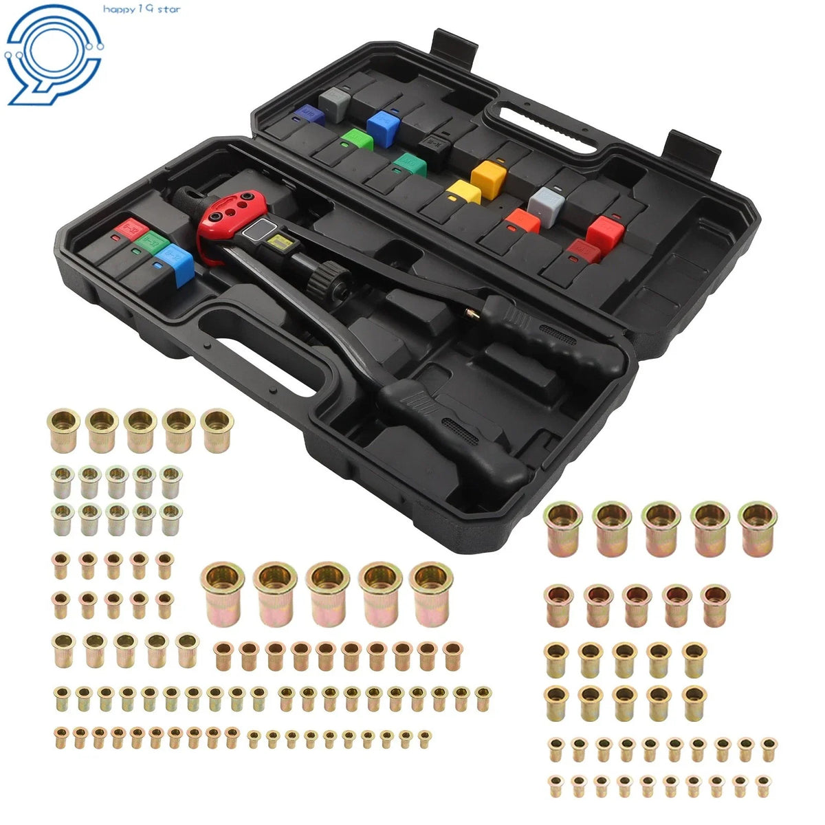 125PCS Rivnut Tool Kit for Metal Repairs - 15 Metric & SAE Mandrels