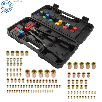 125PCS Rivnut Tool Kit for Metal Repairs - 15 Metric & SAE Mandrels
