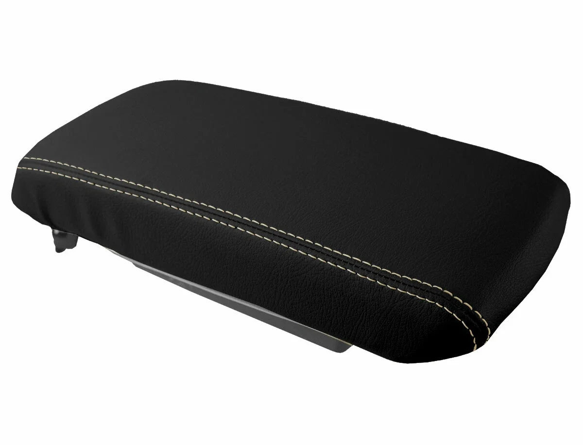 Leather Console Lid Armrest Cover for Dodge Avenger (2008–2014) Beige Stitch