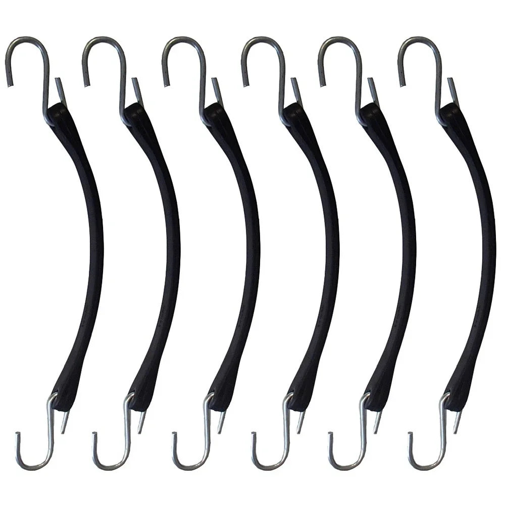 Pack of 6 Black Rubber Tarp Straps Bungee Cords Tie Downs for Truck