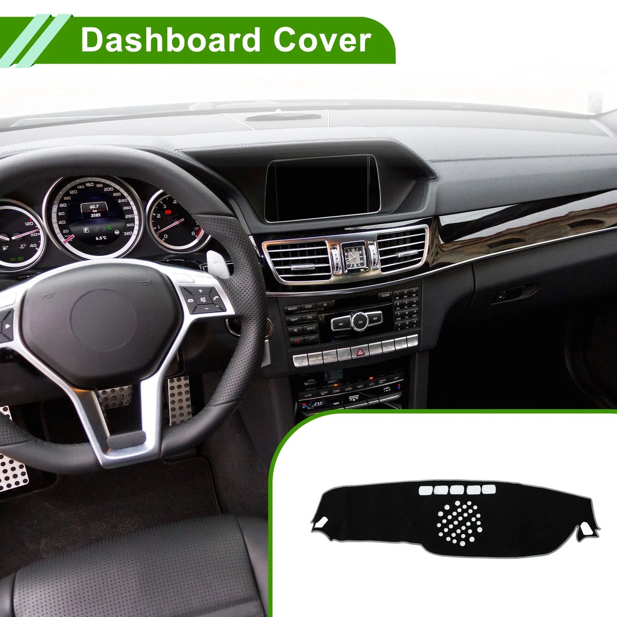 Dashboard Cover for Mercedes-Benz E-Class (2017–2021) Polyester Black Gray