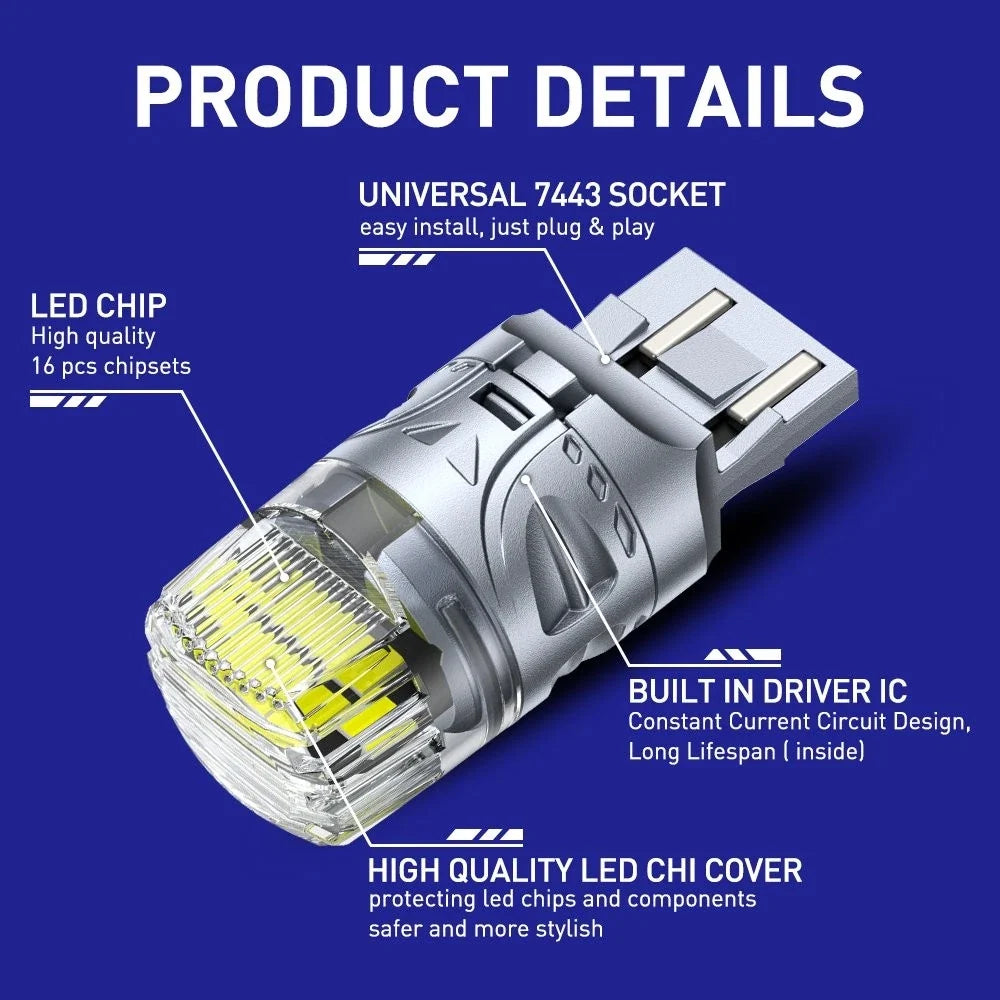 2-Pack LED Reverse Light Bulbs for AUTOONE 7440 7441 7443