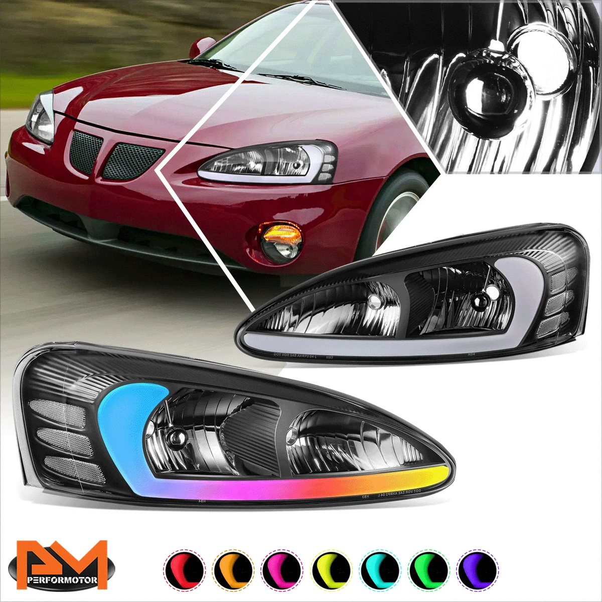 RGB Light Bar Headlights for Pontiac Grand Prix (2004-2008)