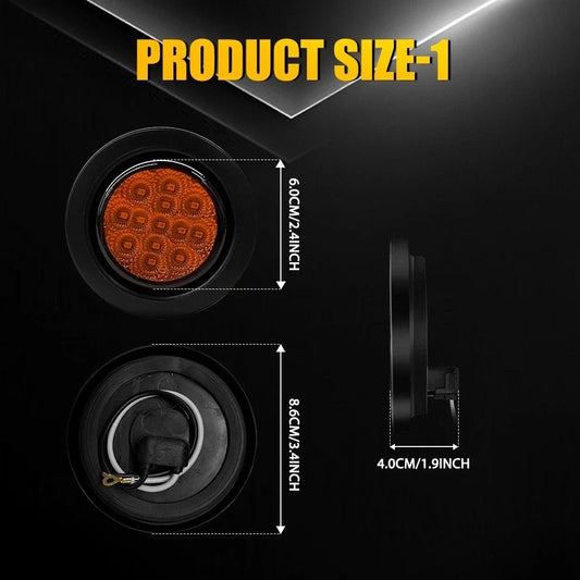 2X 2.5" Round LED Side Marker Clearance Lights for Truck Trailer (Red & Amber)