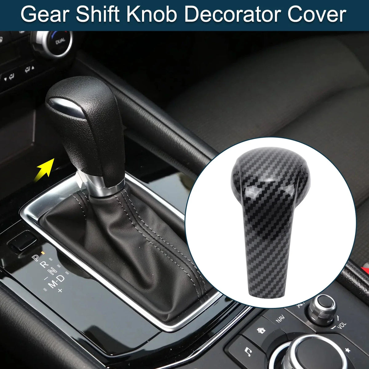 Carbon Fiber Gear Shift Knob Decorator Cover for Mazda CX-5 (2017–2023)