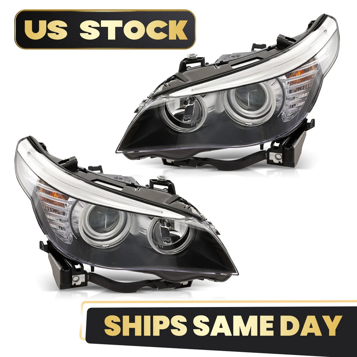 Set of 2 Halogen Headlights for BMW 5 Series E60/E61 (2004–2010)