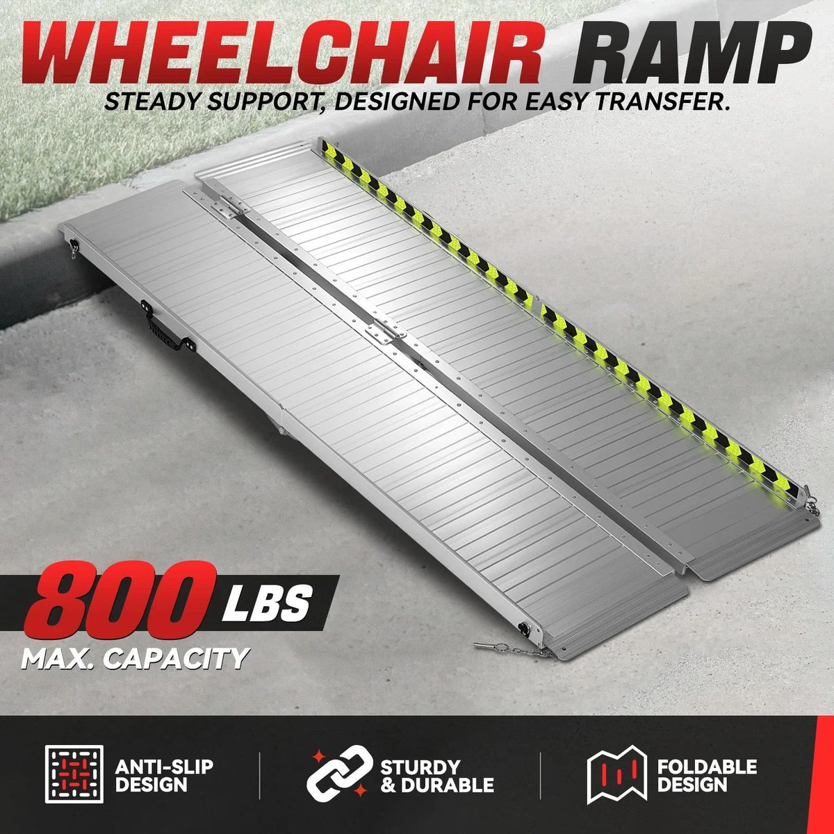 29" x 6' Aluminum Wheelchair Ramp - 880 lbs Capacity