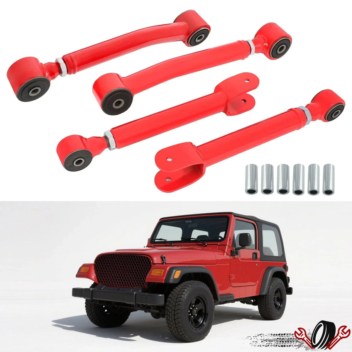 Set of 4 Adjustable Front Control Arms for Jeep Wrangler TJ (1997–2006)