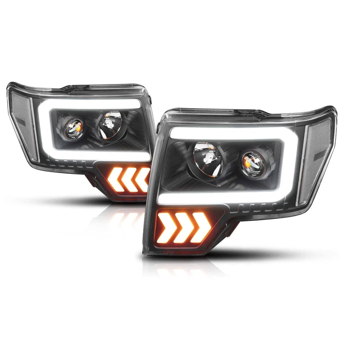 LED Projector Headlights for Ford F150 (2009–2014) - Black/Clear