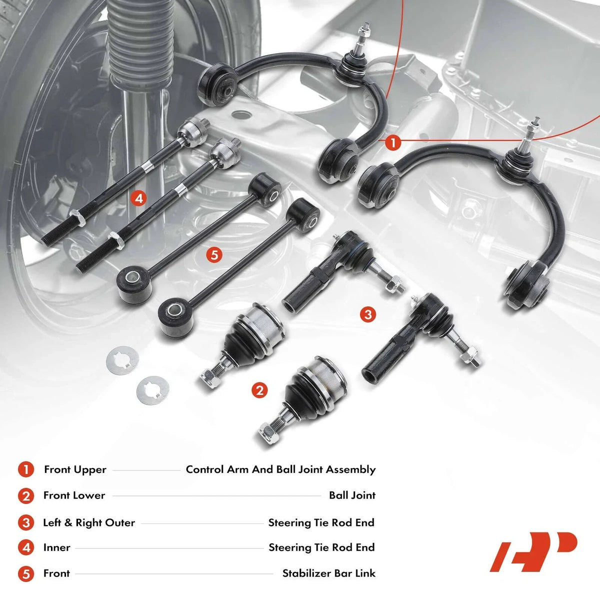 10x Front Control Arms & Ball Joints for 2006–2010 Jeep Commander
