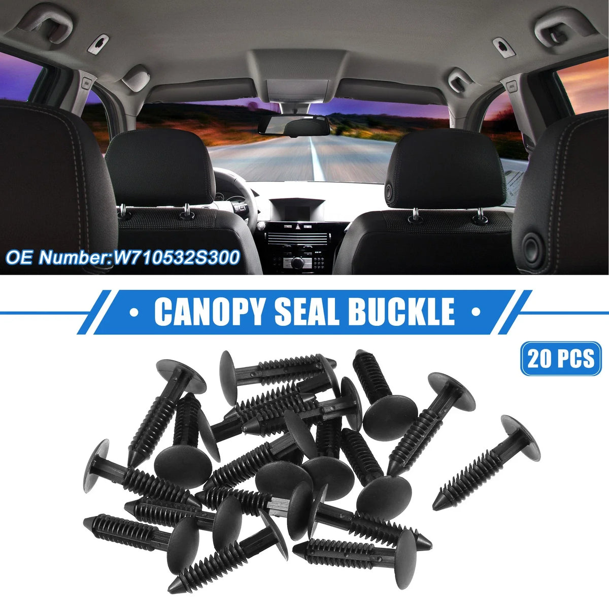 20Pcs Canopy Seal Buckle Clips for Ford Mustang (2005–2012) Black