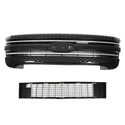 Front Grille Assembly in Glossy Black for 2011-2015 Ford Explorer