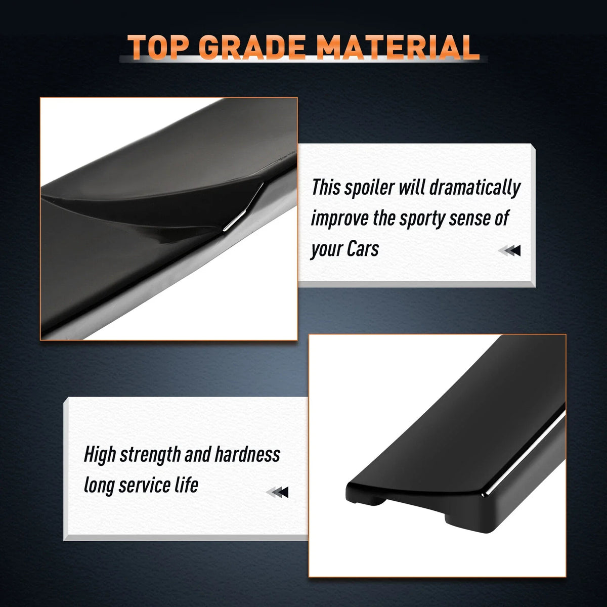 Adjustable Window Roof Spoiler Lip Glossy Black