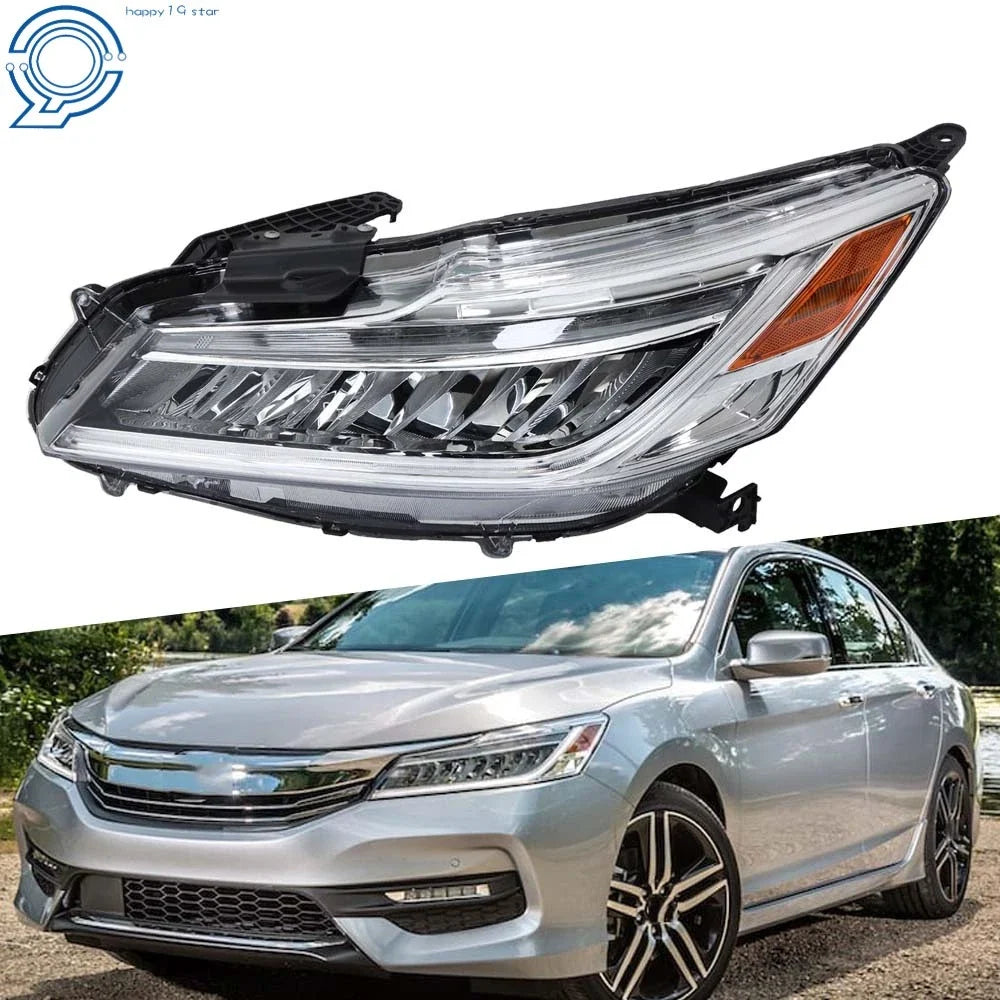 LED Headlight for Honda Accord Sedan (2016–2017) Chrome Housing Left Side