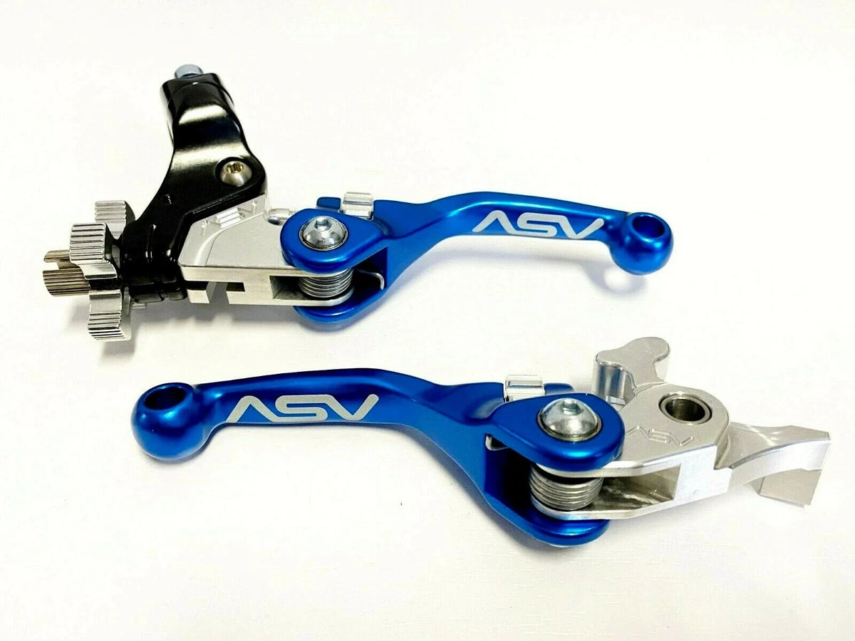 2X ASV F4 Shorty Front Brake Clutch Perch Levers Blue for Yamaha Raptor 700 (2007–Present)