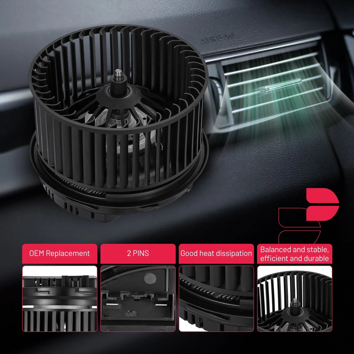 Heater Blower Motor Assembly with Fan Cage for Volvo S40 V50 04-11