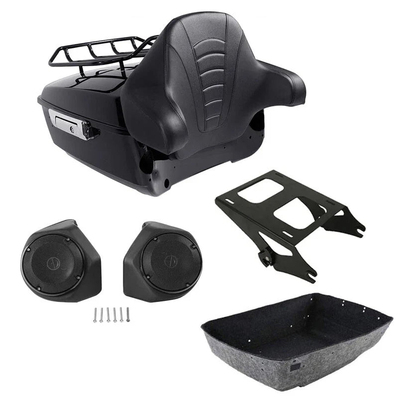 Trunk Mount Speakers with Backrest for Harley Touring Road Glide 2014-2026