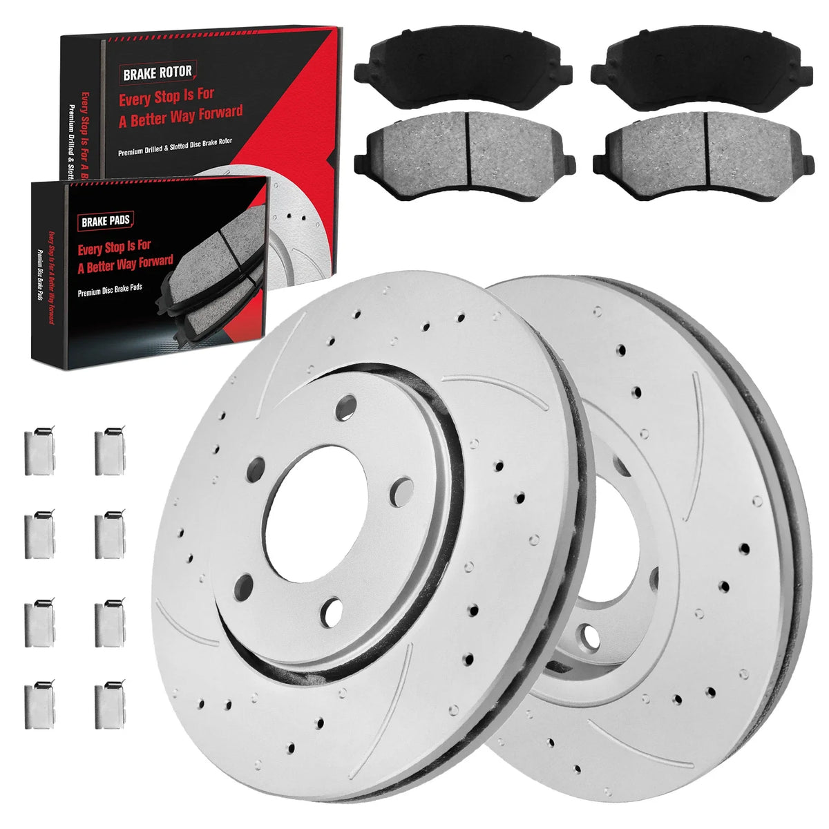 Front Drilled Rotors + Ceramic Brake Pads Kit for Town & Country (2008–2016)