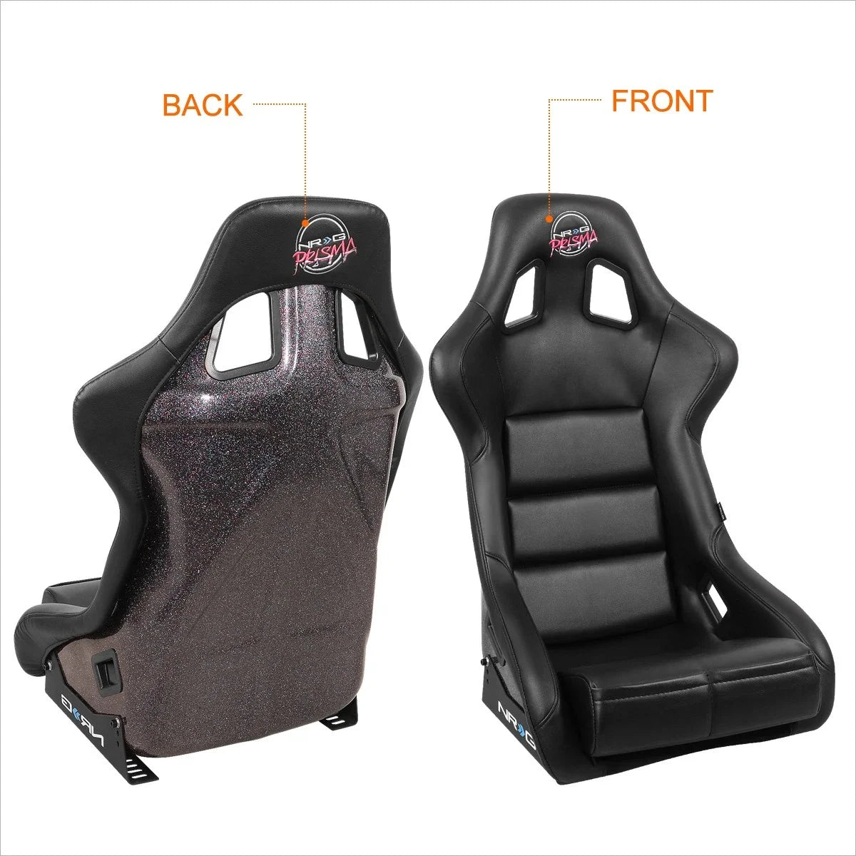NRG FRP-302BK-V Large Size Fixed Back Bucket Seat for Universal Fit