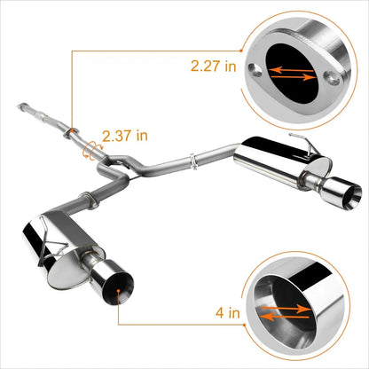 4" Rolled Dual Muffler Tip Catback Exhaust for Nissan Maxima 2004-2008