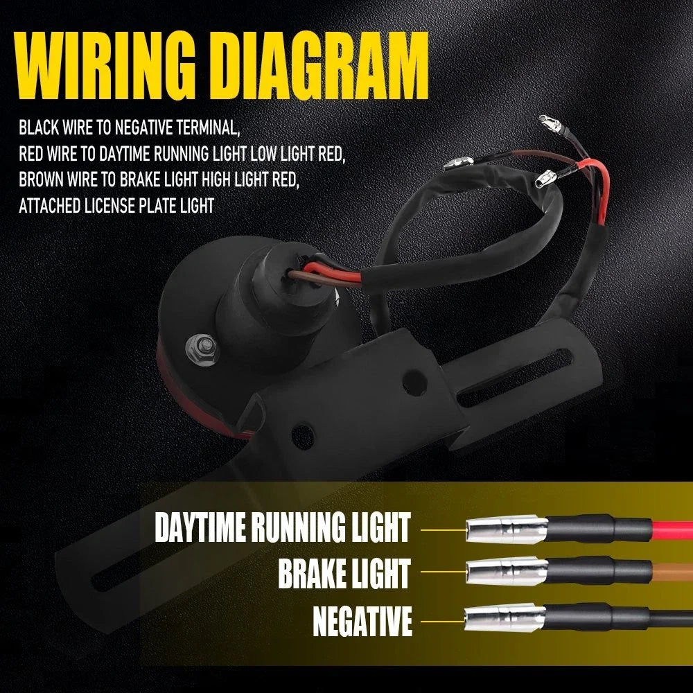Rear Tail Light with Red LED for Universal Motorcycle Brake Stop