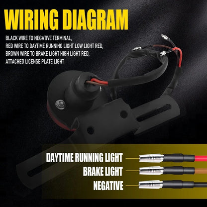 Rear Tail Light with Red LED for Universal Motorcycle Brake Stop