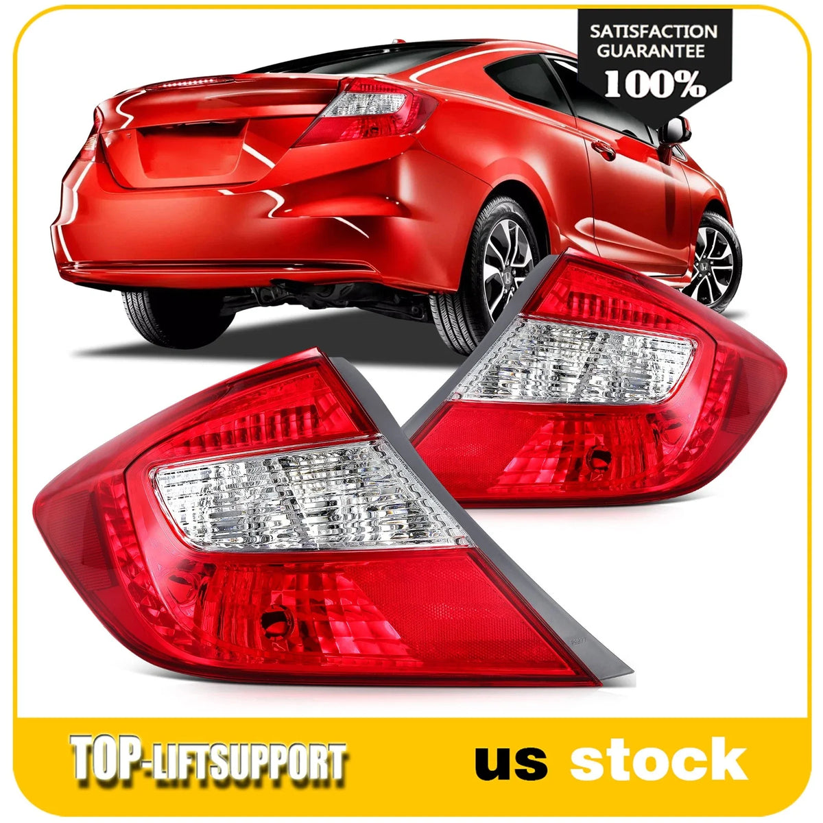 Set of 2 Tail Lights Assembly for Honda Civic (2012–2013)