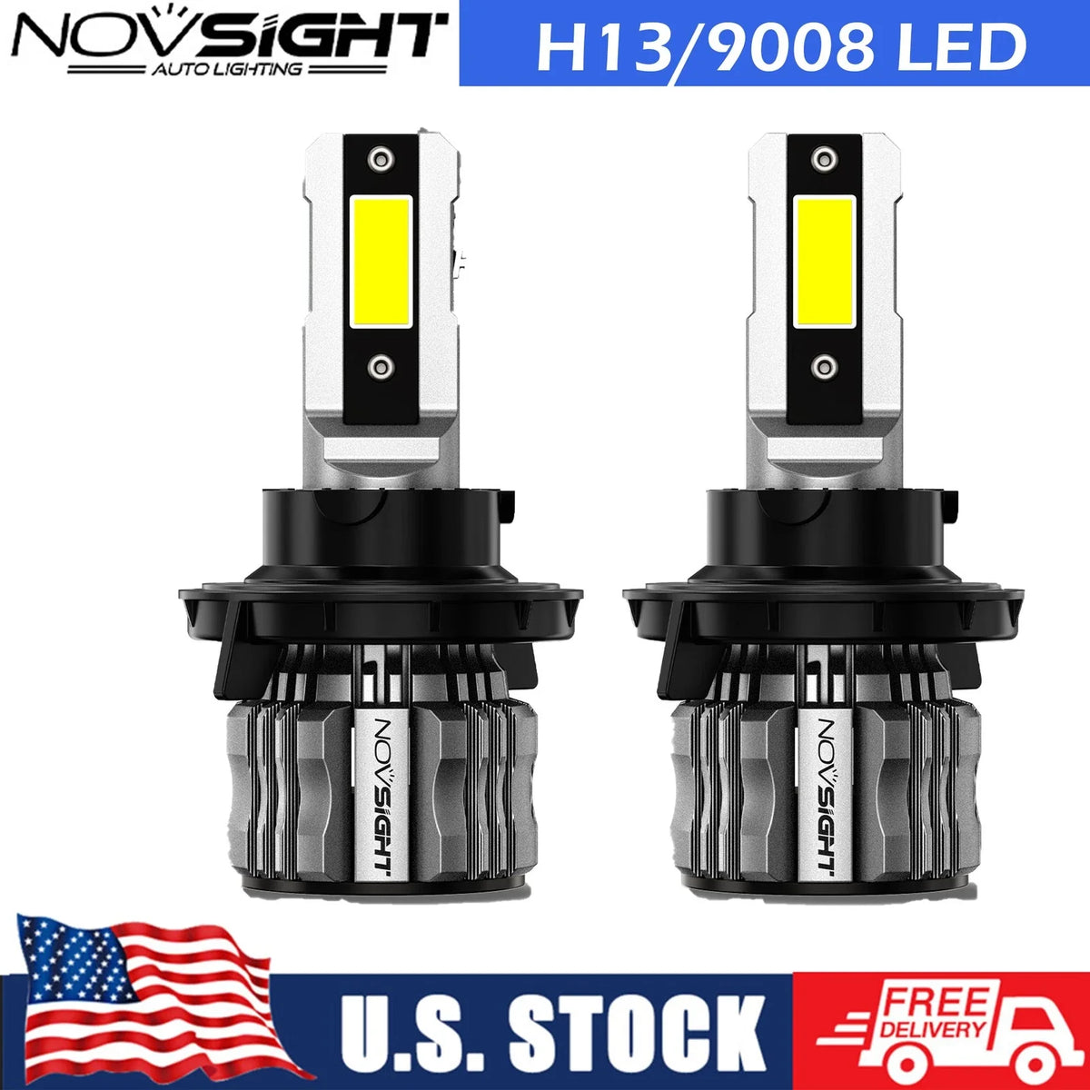 Hi-Lo Beam H13 9008 LED Headlight Bulbs (670000LM, 6500K) - 2 Pack