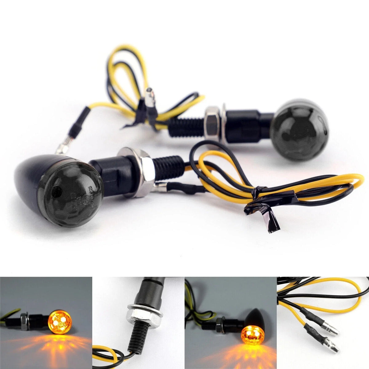 Universal Metal LED Mini Bullet Turn Signal Indicators Light E
