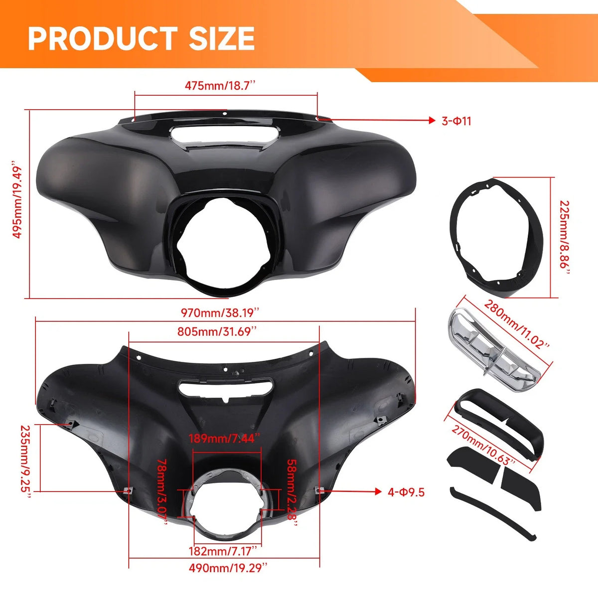 Inner and Outer Fairing Batwing for Harley Touring Models 2014-2024