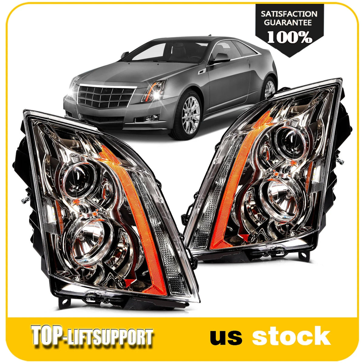 Pair of Halogen Headlight Assemblies for Cadillac CTS (2008–2014)
