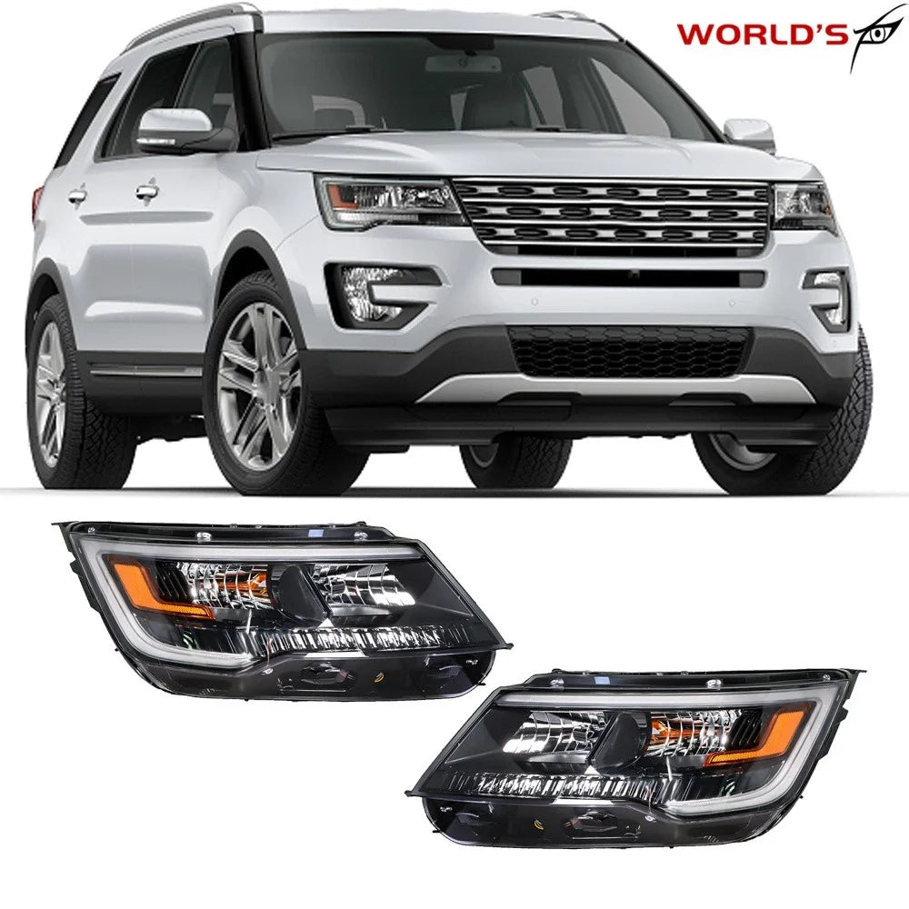 Set of 2 Halogen Headlights with LED DRL for Ford Explorer Sport (2016–2018)
