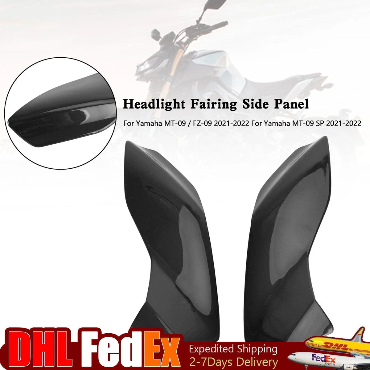 Headlight Fairing Side Panel for Yamaha MT-09 FZ09 MT-09 SP (2021–2022) Black U3