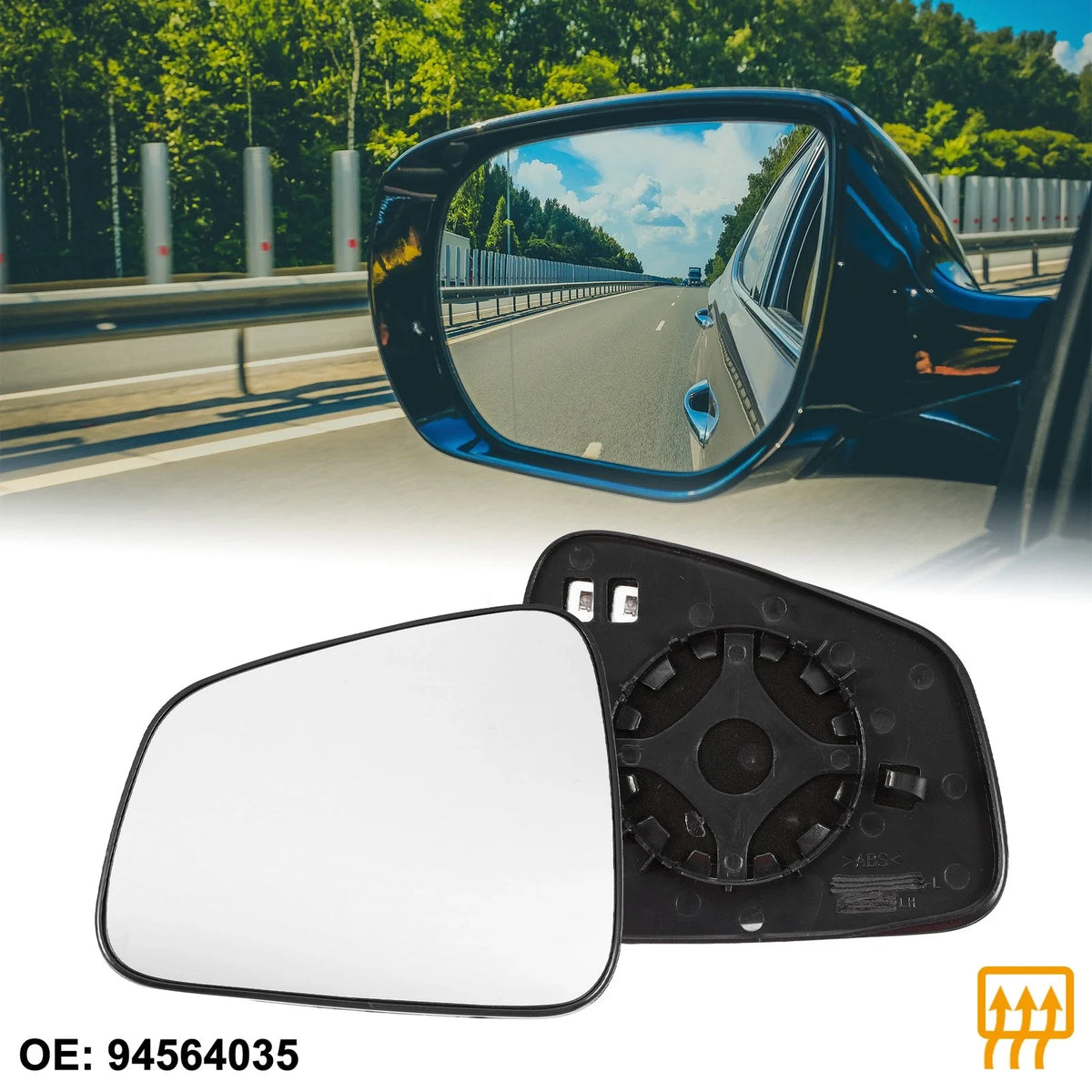 Heated Rearview Left Side Mirror Glass with Backing Plate for Chevrolet Trax (2013–2020)