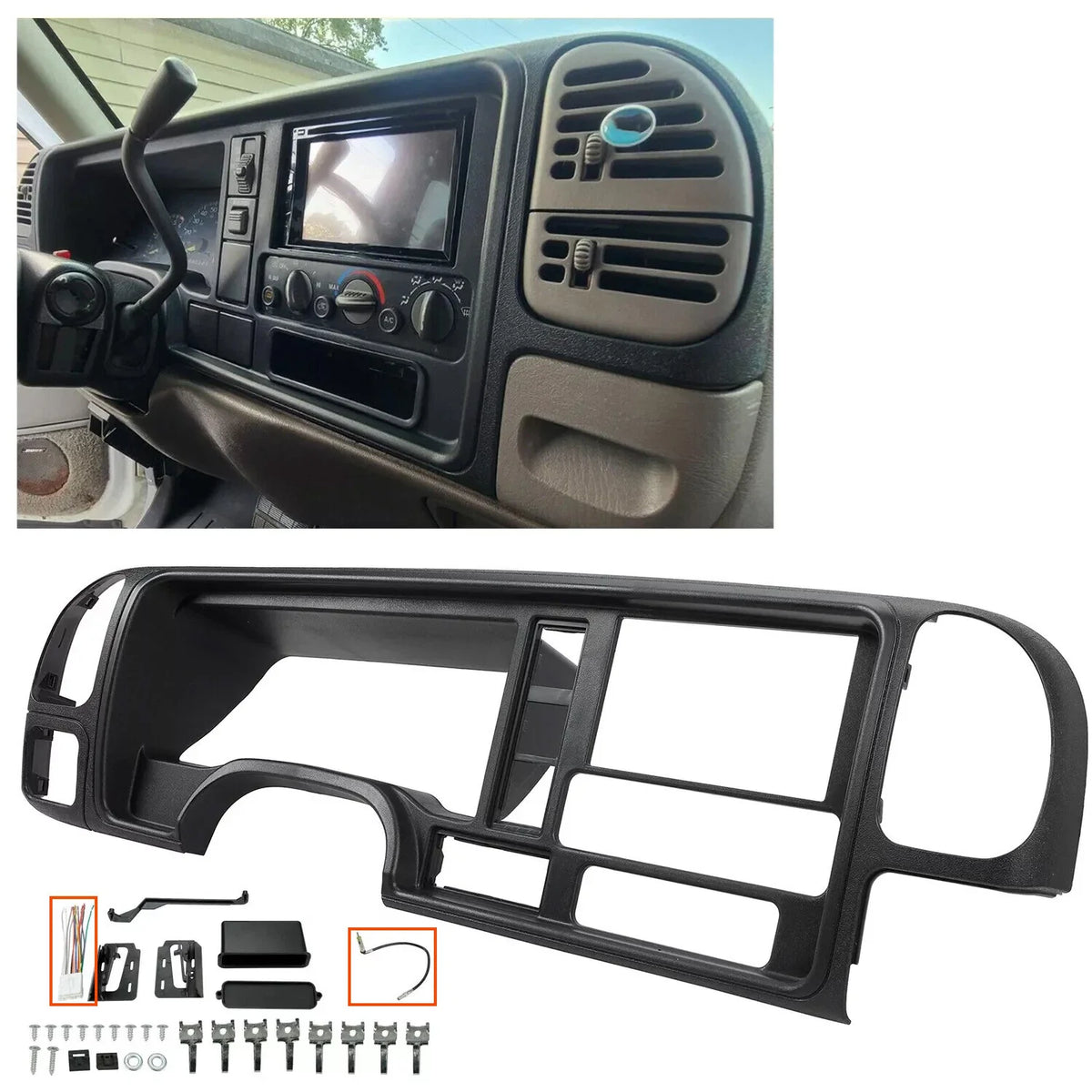 Double Din Wire Harness & Dash Kit Panel for GMC SUV Truck 1995-2002