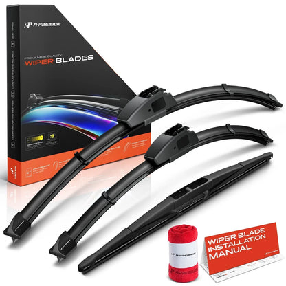 Set of 3 Windshield Wiper Blades for Honda Fit (2007–2008)