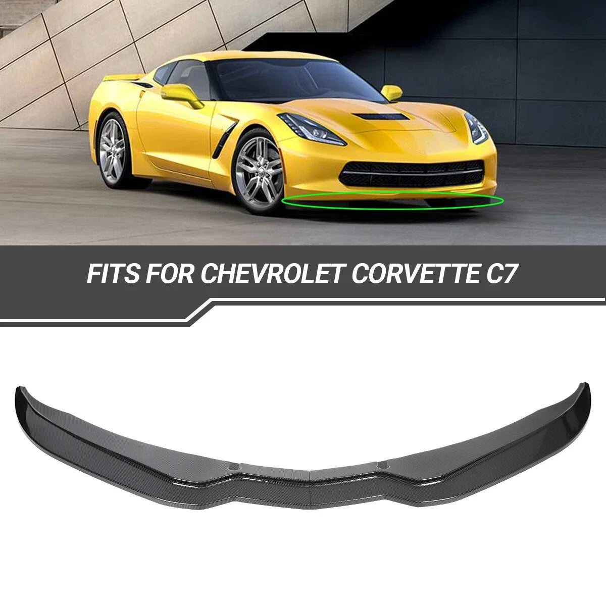 Front Bumper Lip Splitter for Corvette C7 (2014–2019) Carbon Fiber Look