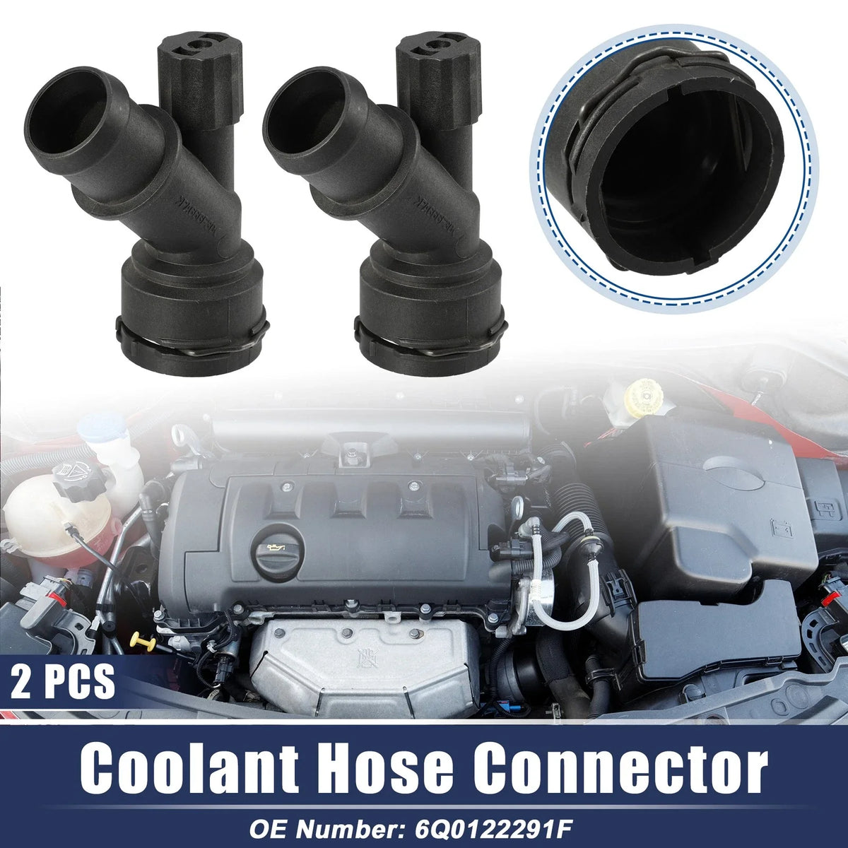 2X Radiator Coolant Hose Flange 6Q0122291F for VW Golf GTI (1999–2006)