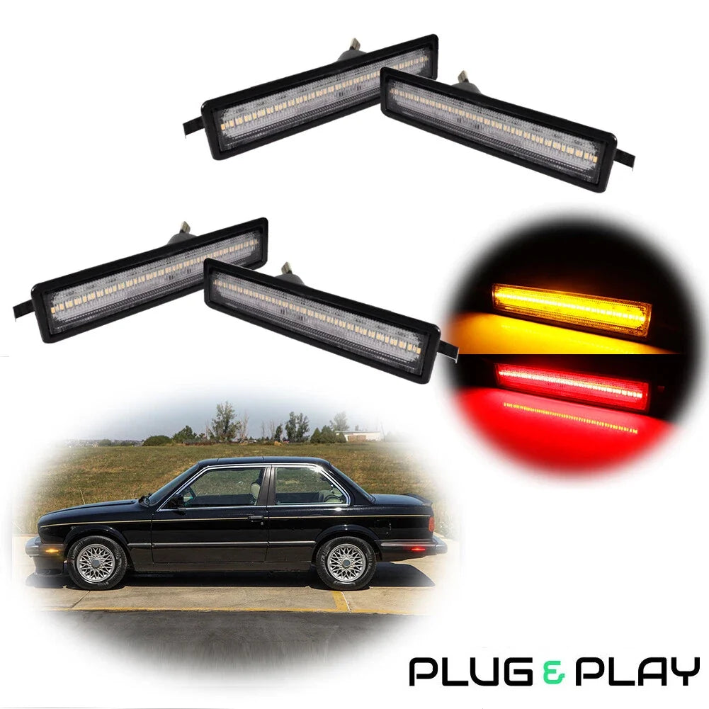 Set of 4 Clear LED Side Marker Lights for BMW E30 E32 E34