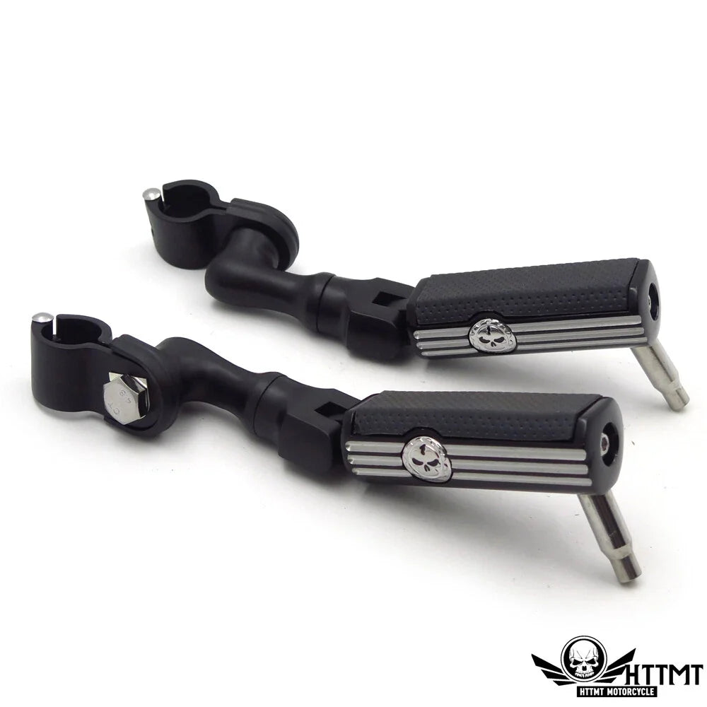 Black Gear Skull 3" Footpeg Mount Kit for 1.25" Engine Guard Crash Bar