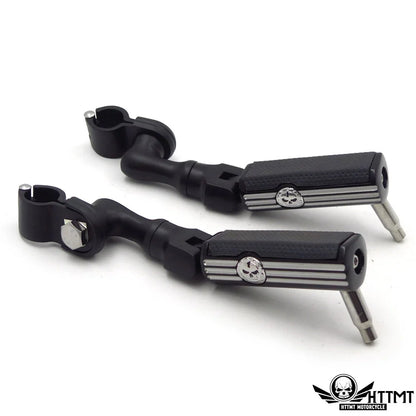 Black Gear Skull 3" Footpeg Mount Kit for 1.25" Engine Guard Crash Bar