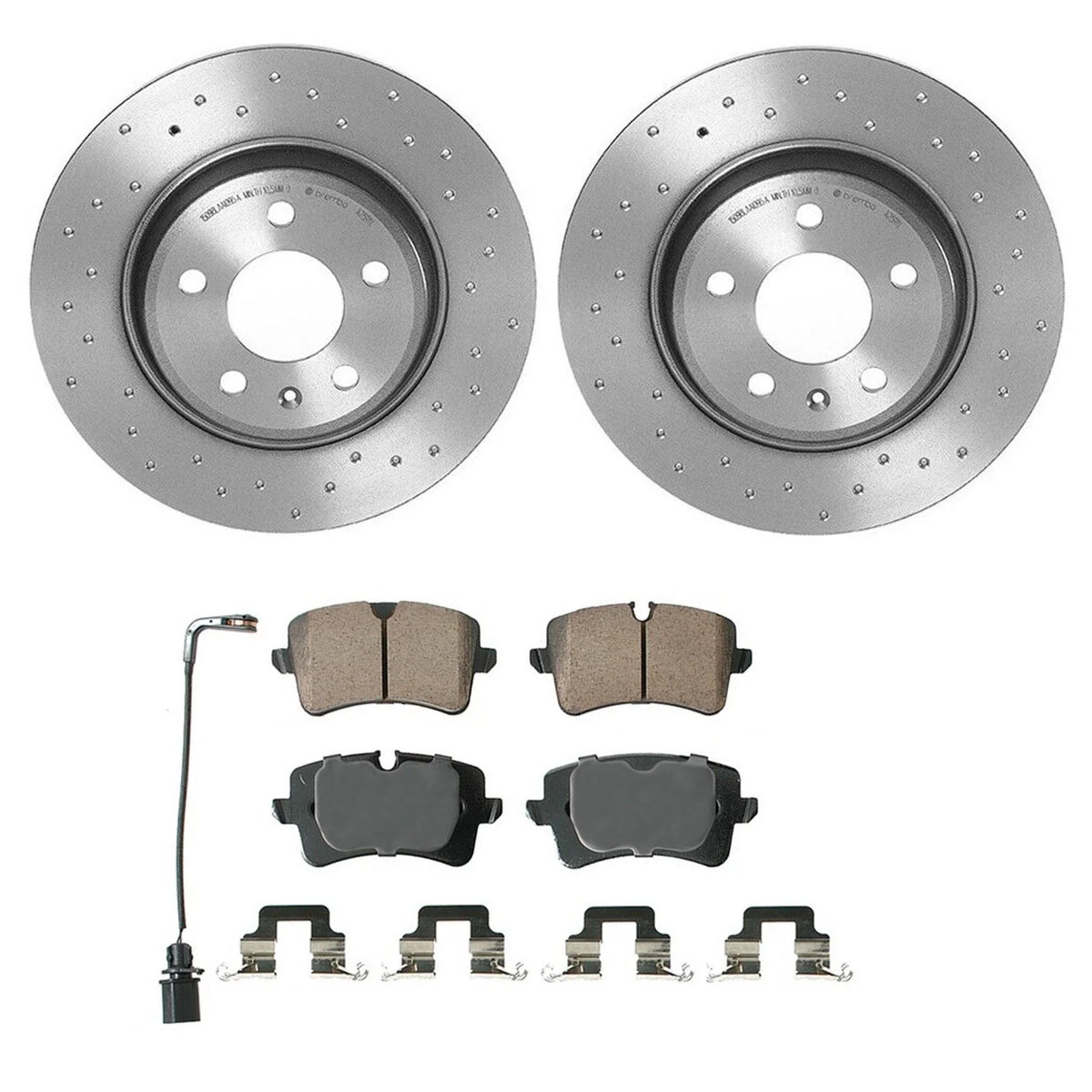 Akebono Euro Rear Brake Kit for Audi A6 Quattro (Xtra Drilled Rotors, Ceramic Pads)