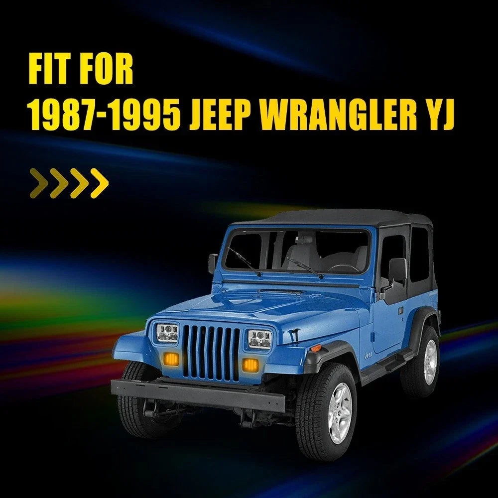 2X Smoked Lens DRL Turn Signal w/ Amber LED for Jeep Wrangler YJ (1987–1995)