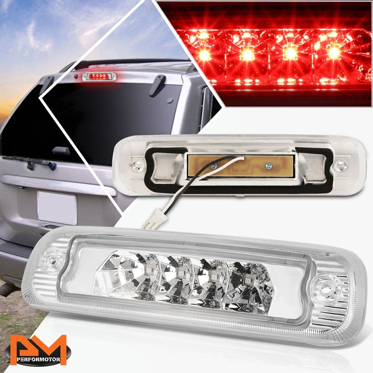 Third Tail Light Assembly LED for Jeep Cherokee (1997–2001) - Chrome