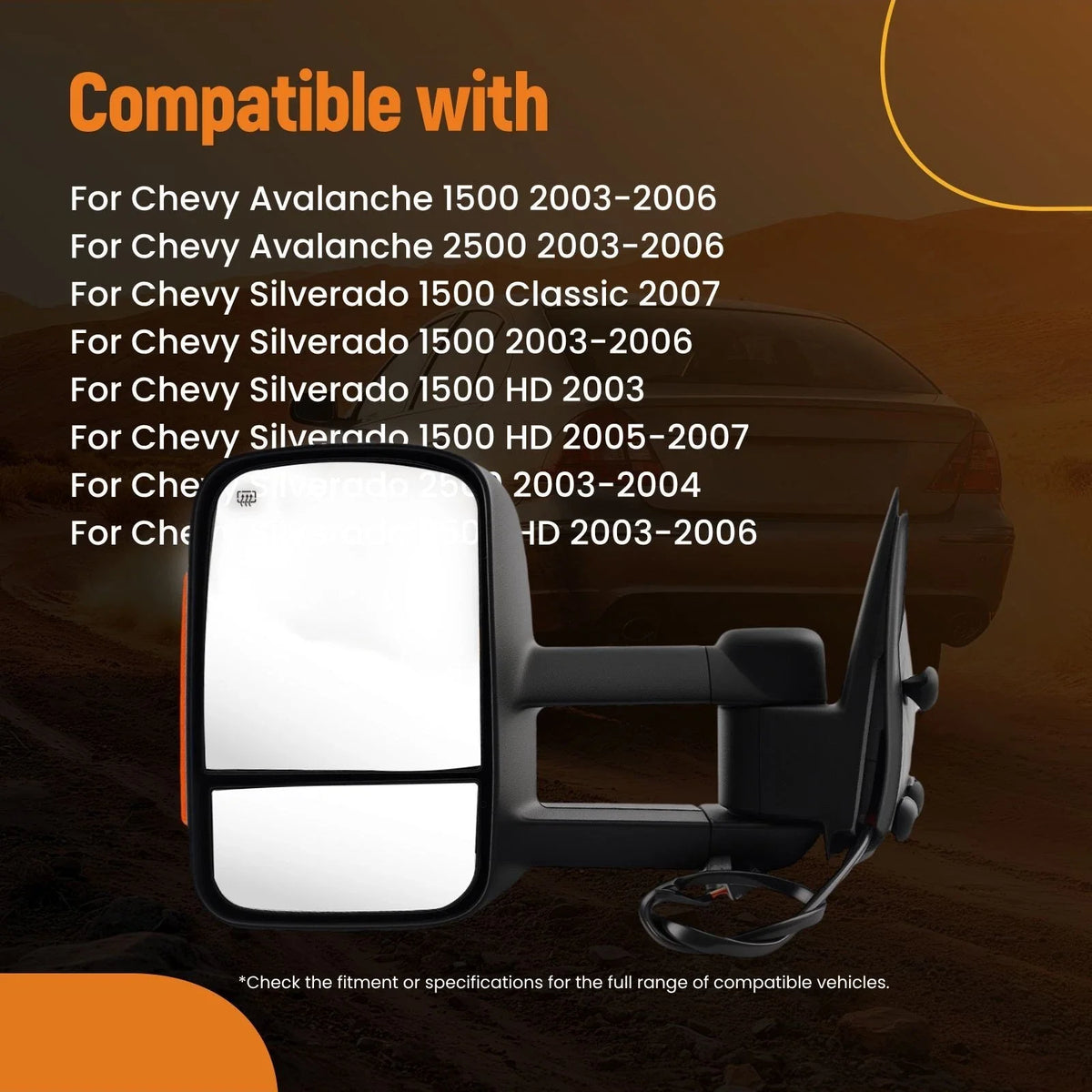 2003-2006 Chevy Avalanche 2500 Heated Side Mirror Assembly