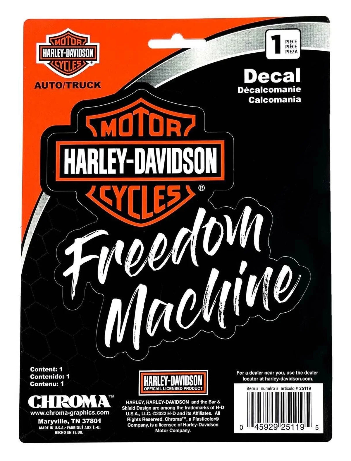 6 x 8 in. Bar & Shield Logo Decal for Harley-Davidson Freedom Machine