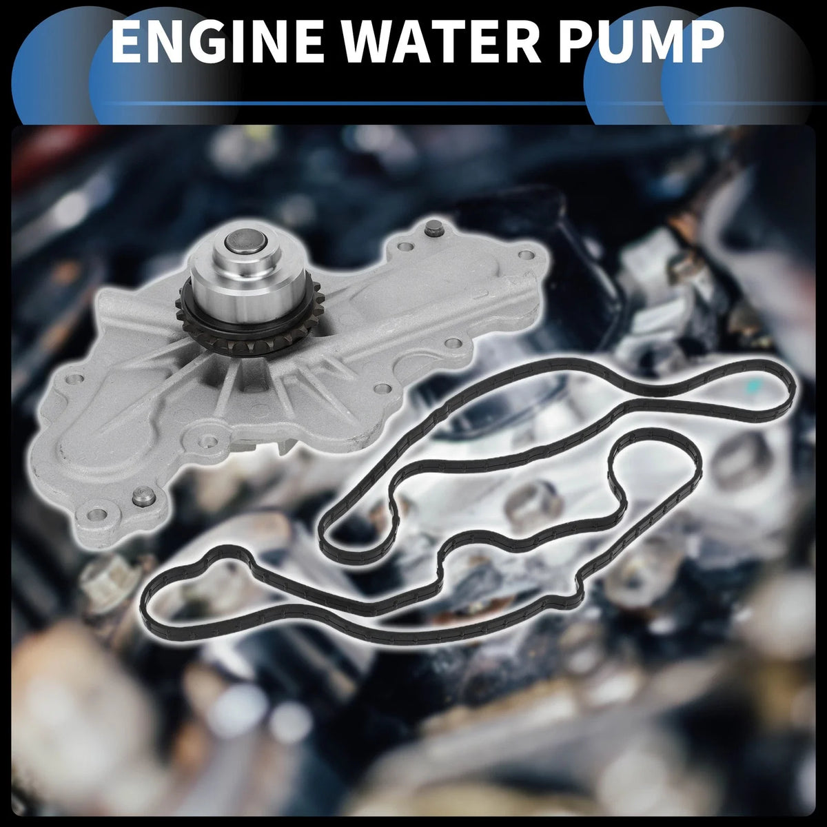 Water Pump for Ford Edge, Flex (2007–2010) No. 7T4Z8501B w/ Rubber Rings Kit
