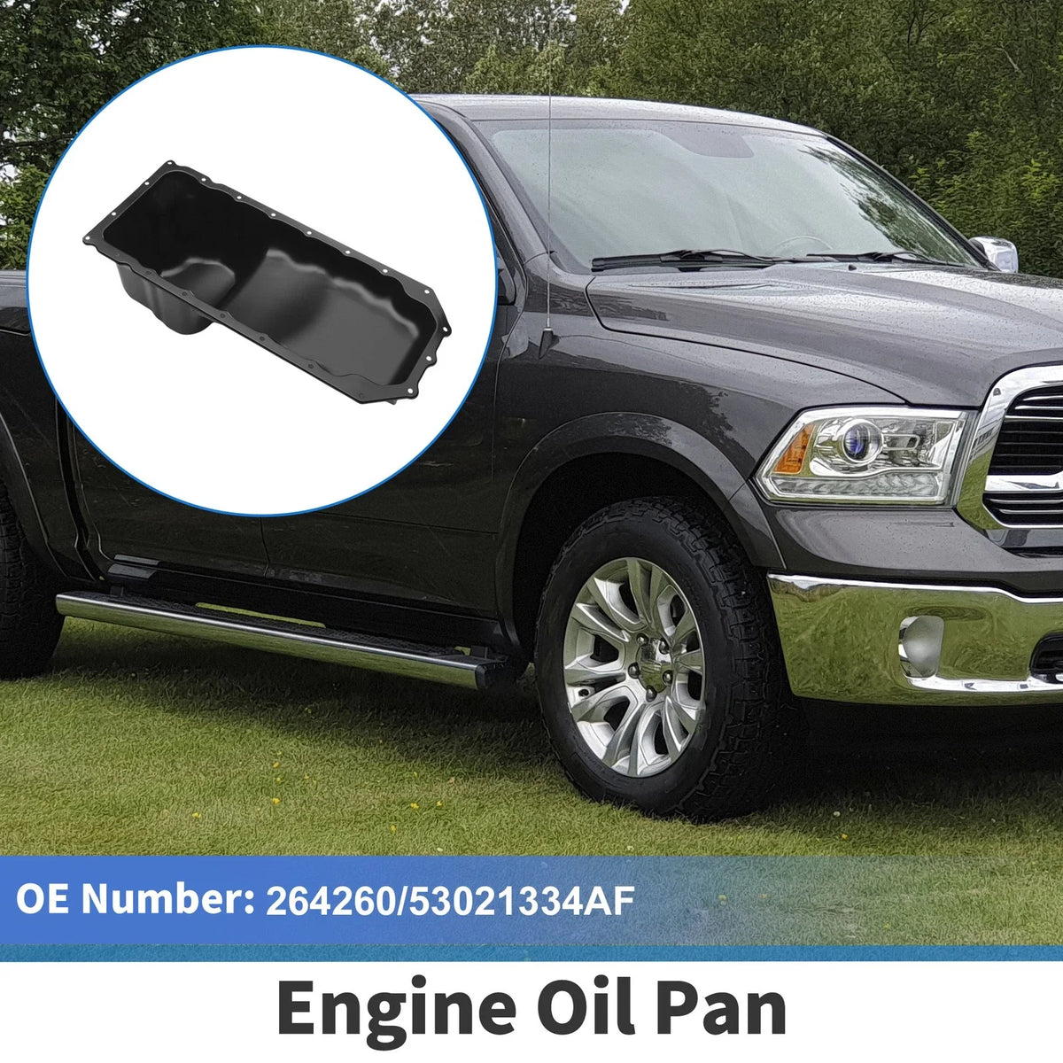 Engine Oil Pan for Dodge Ram 1500 (2003–2010) No. 264260, 53021334AF Aluminum