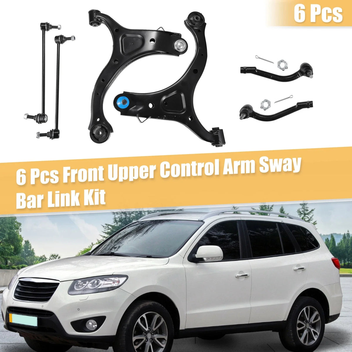 Set of 6 Front Lower Control Arms Sway Bars for Hyundai Santa Fe (2007–2012)
