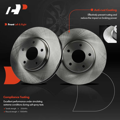 Front Disc Brake Rotors with Ceramic Pads for Nissan Quest 2004-2017